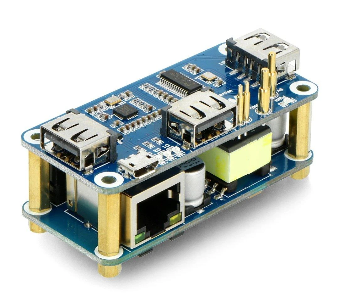 PoE Ethernet/USB HUB HAT, skirtas Raspberry Pi Zero - Waveshare 19635