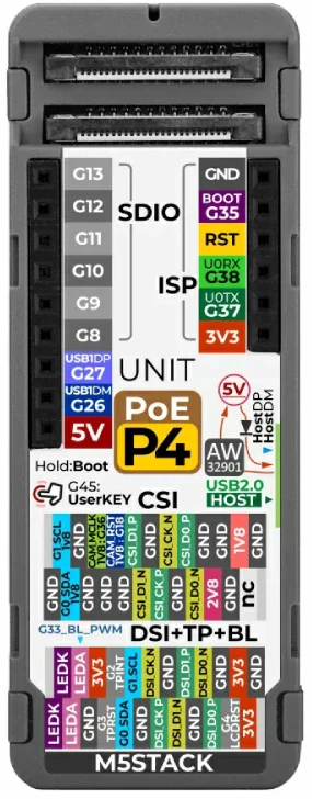 PoE-P4 įrenginys – Ethernet PoE valdiklis su ESP32-P4 ir MIPI CSI/DSI – M5Stack U213