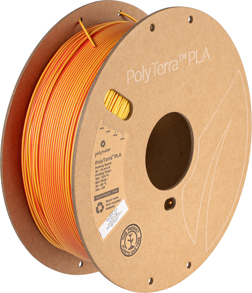 Polymaker Polyterra PLA Dual Color - 1.75mm - 1kg - Mixed Berries (raudonas-tamsiai mėlynas)