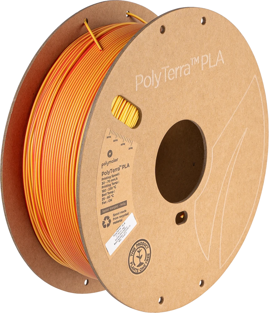 Polymaker Polyterra PLA Dual Color - 1.75mm - 1kg - Sunrise (raudonas-geltonas)