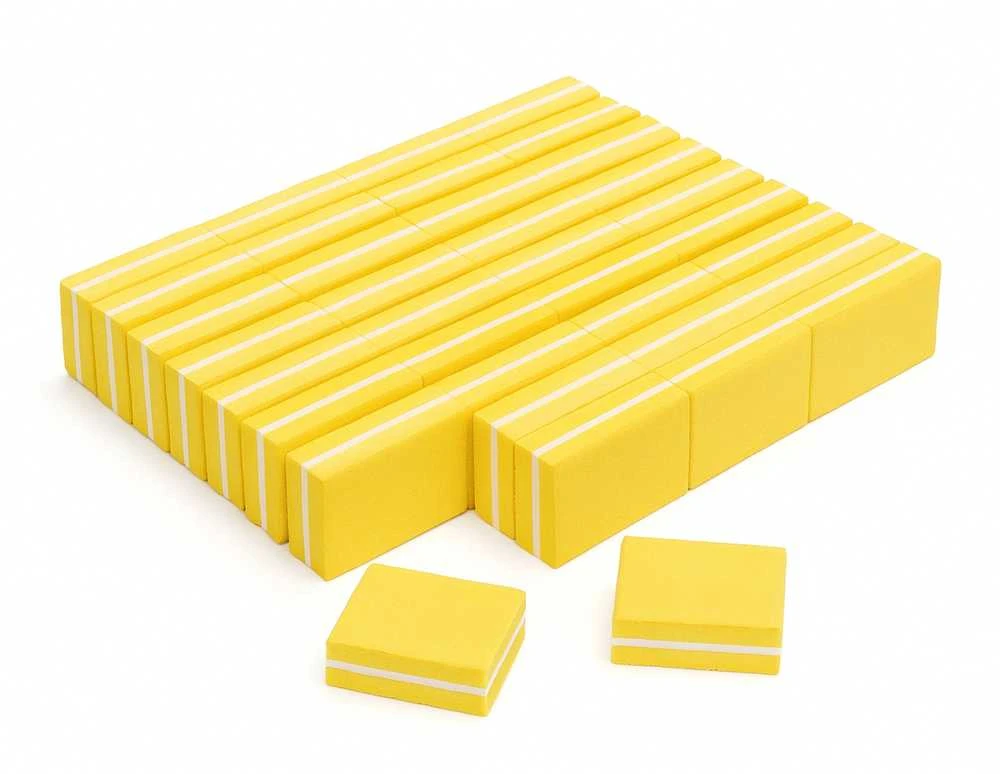 Poliravimo blokelis Mini nagų kempinėlės 50 vnt, Geltoni 3.5x2.50x1 cm