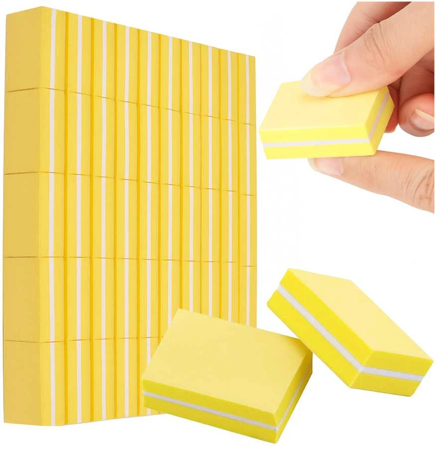 Poliravimo blokelis Mini nagų kempinėlės 50 vnt, Geltoni 3.5x2.50x1 cm