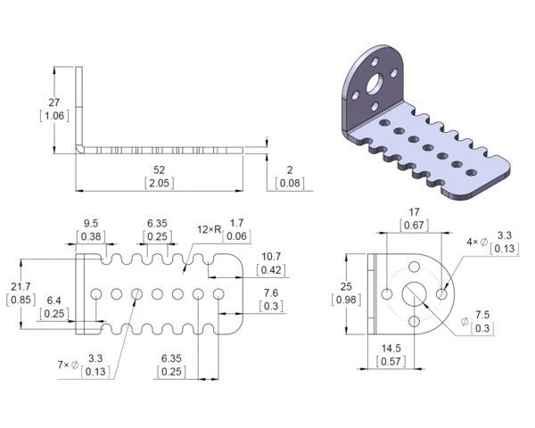 Oem Pololu 25D mm metalinis pavarų dėžės laikiklis