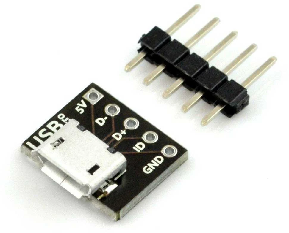 MicroUSB modulis su kaiščių jungtimi