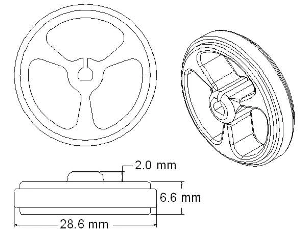 Pololu rato 32x7mm techninis matmenų brėžinys