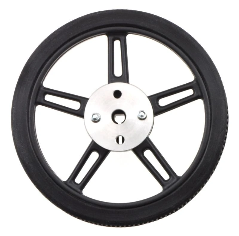 Juodas 60mm robotikos ratas su metaline stebule