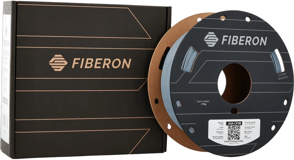 Polymaker Fiberon ASA-CF08 plastikas - Light Pilkas