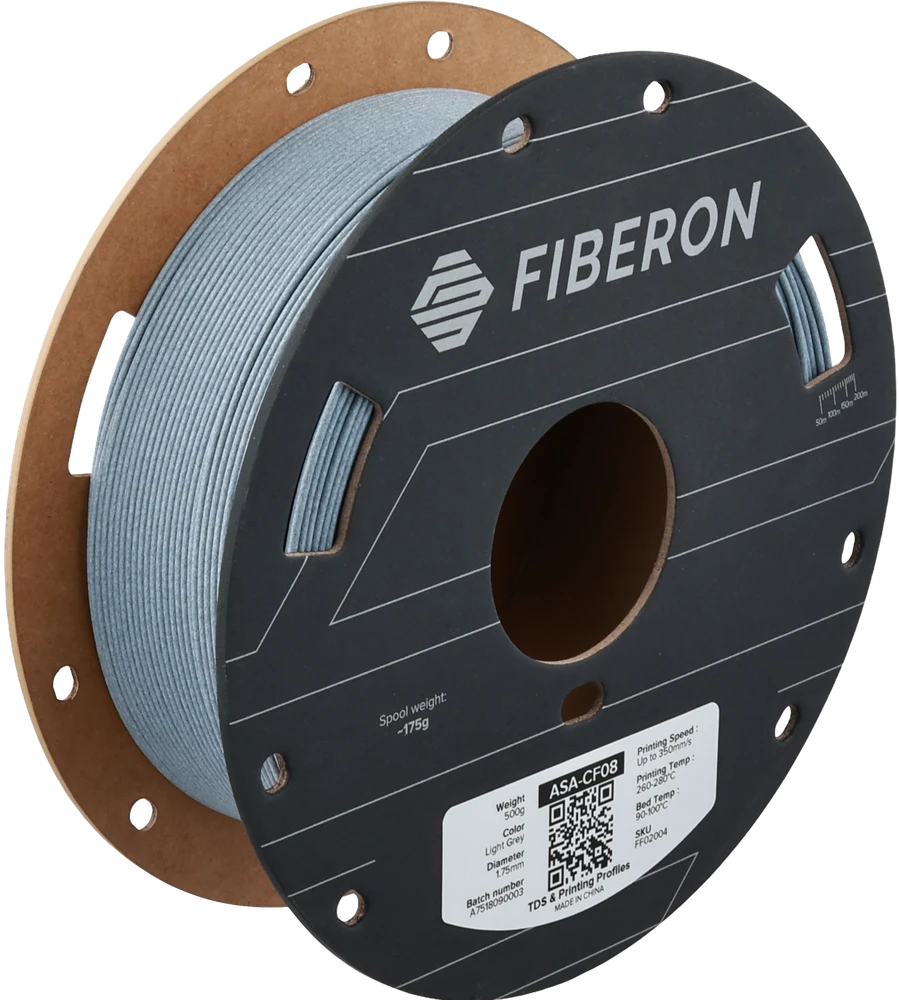 Polymaker Fiberon ASA-CF08 plastikas - Light Pilkas