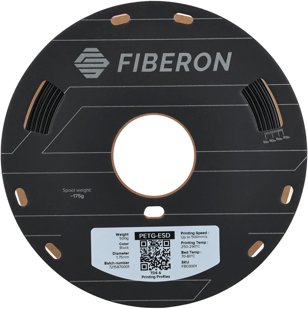 Polymaker Fiberon PETG-ESD plastikas 1kg 1.75mm - Juodas