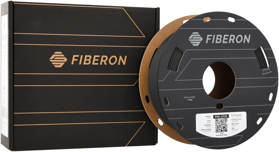 Polmask Polymaker 3D plastikas Fiberon PA6-CF20 1.75mm 0.5kg - Juodas