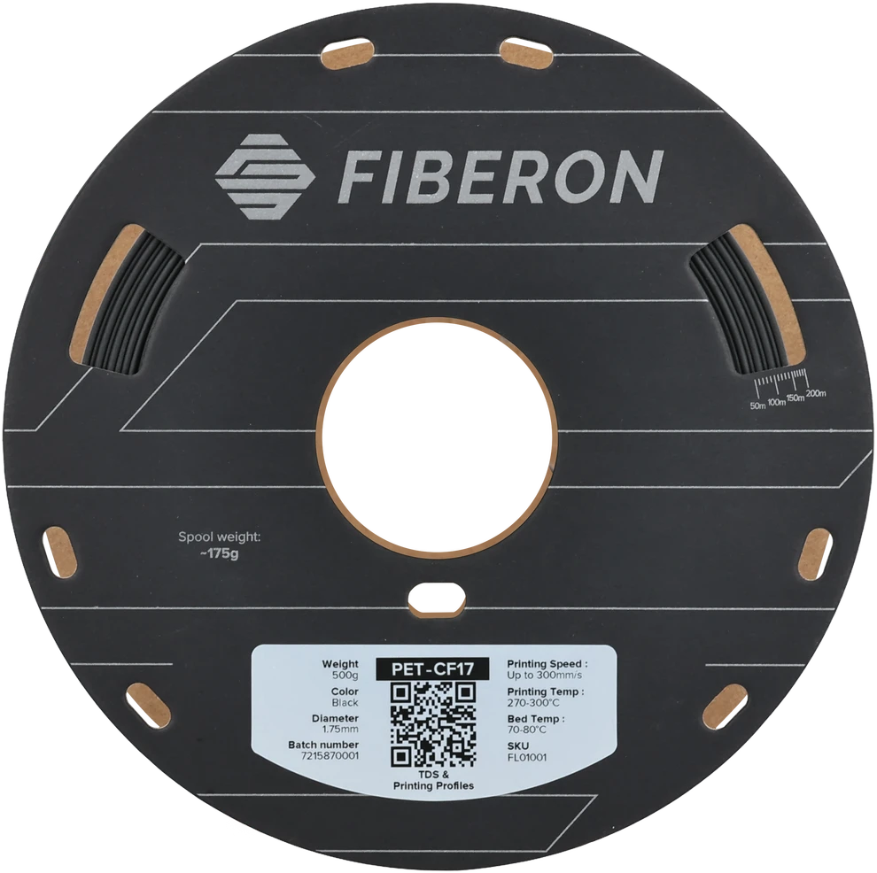 Polymaker Fiberon PET-CF17 siūlo ritė su informacija