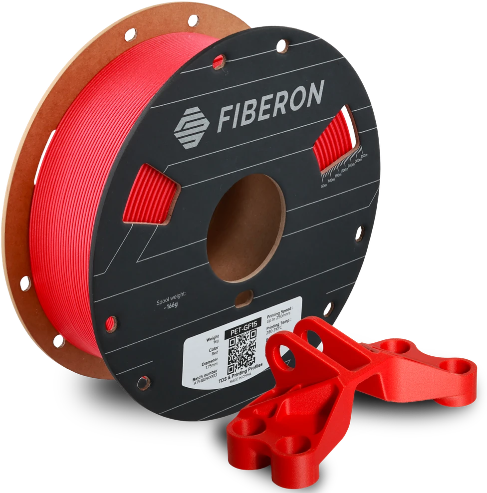 Polymaker PET-GF15 raudona gija su pavyzdine detale
