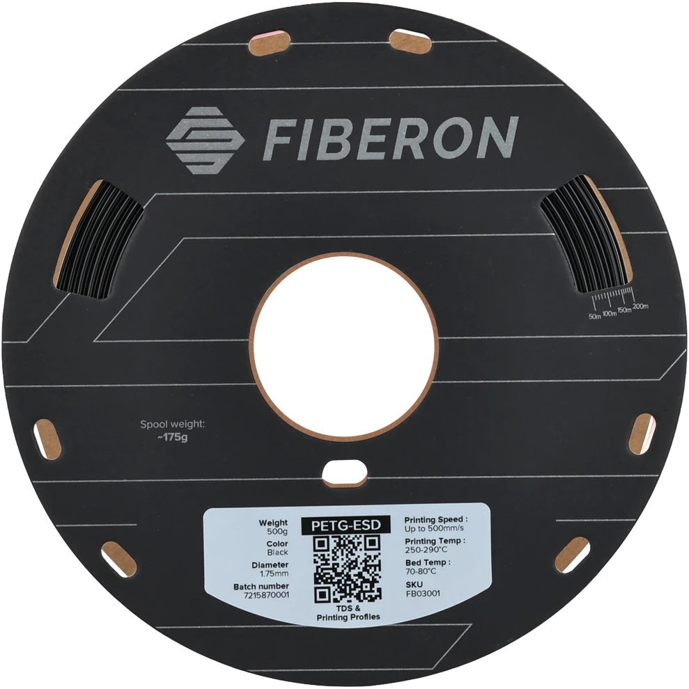 Polymaker Fiberon PETG-ESD 500g ritė su technine etikete