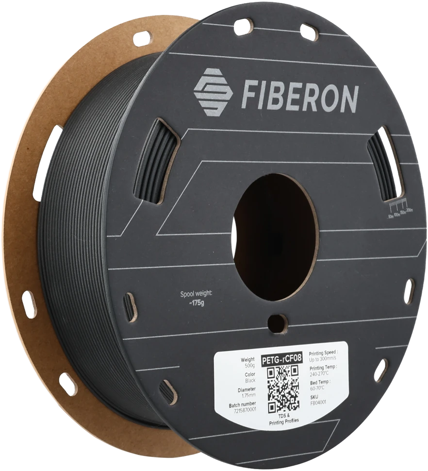 Polymaker Fiberon PETG-rCF08 juoda gija ritėje