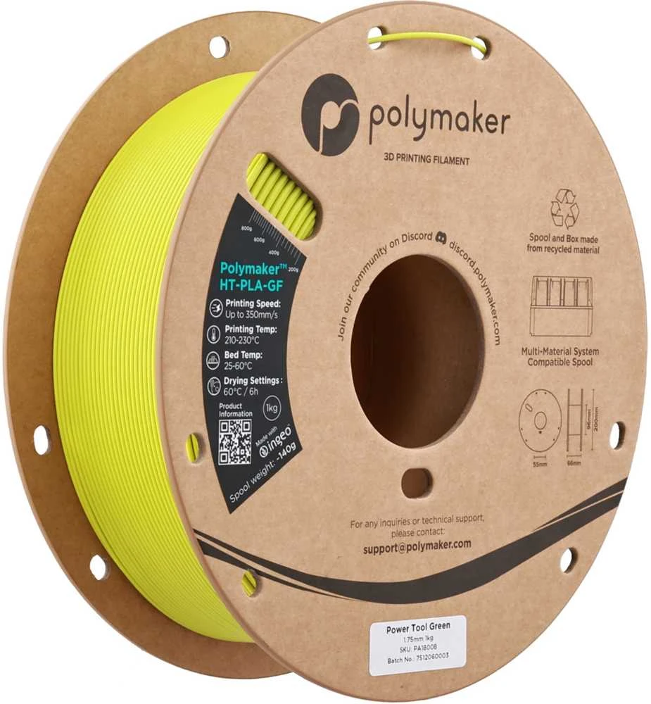 Polmask Polymaker HT-PLA-GF 1.75mm 1kg - Elektriniai įrankiai Žalias