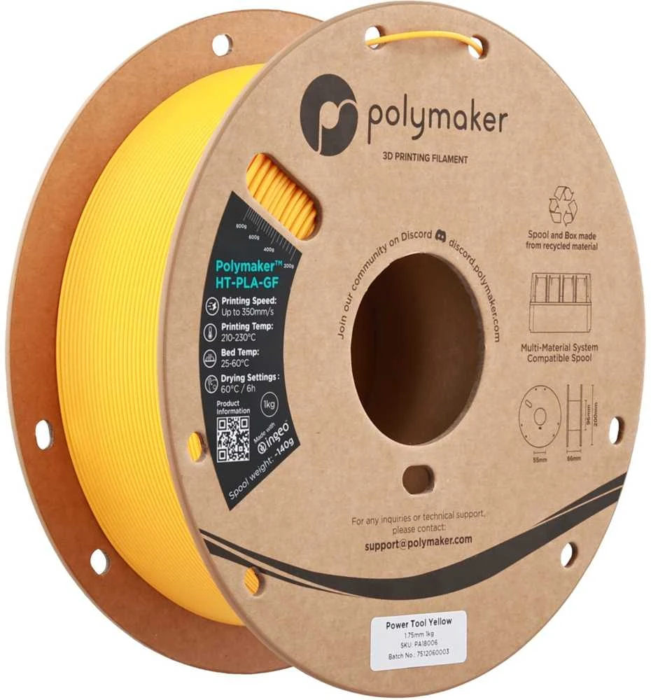 Polmask Polymaker HT-PLA-GF 1,75 mm 1kg - Elektriniai įrankiai Geltona