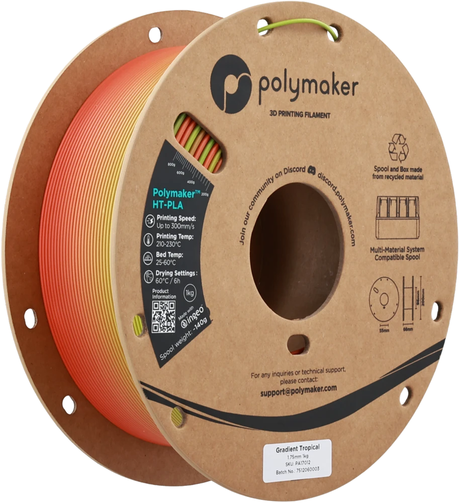Polmask „Polymaker HT-PLA“ gradientinis popierius 1,75 mm, 1kg – tropinis gradientas