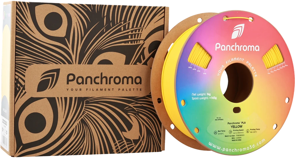 Polymaker Panchroma PLA geltonas siulas su pakuote