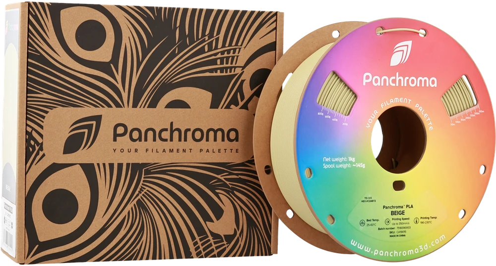 Polymaker Panchroma PLA 1.75mm beige ritė ir pakuotė