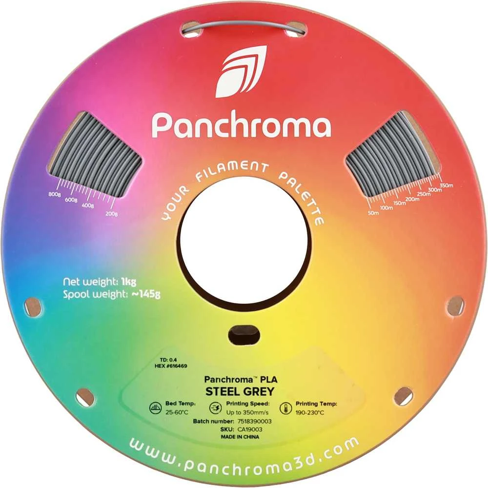 Polymaker Panchroma PLA Steel Grey ritė su matuokle