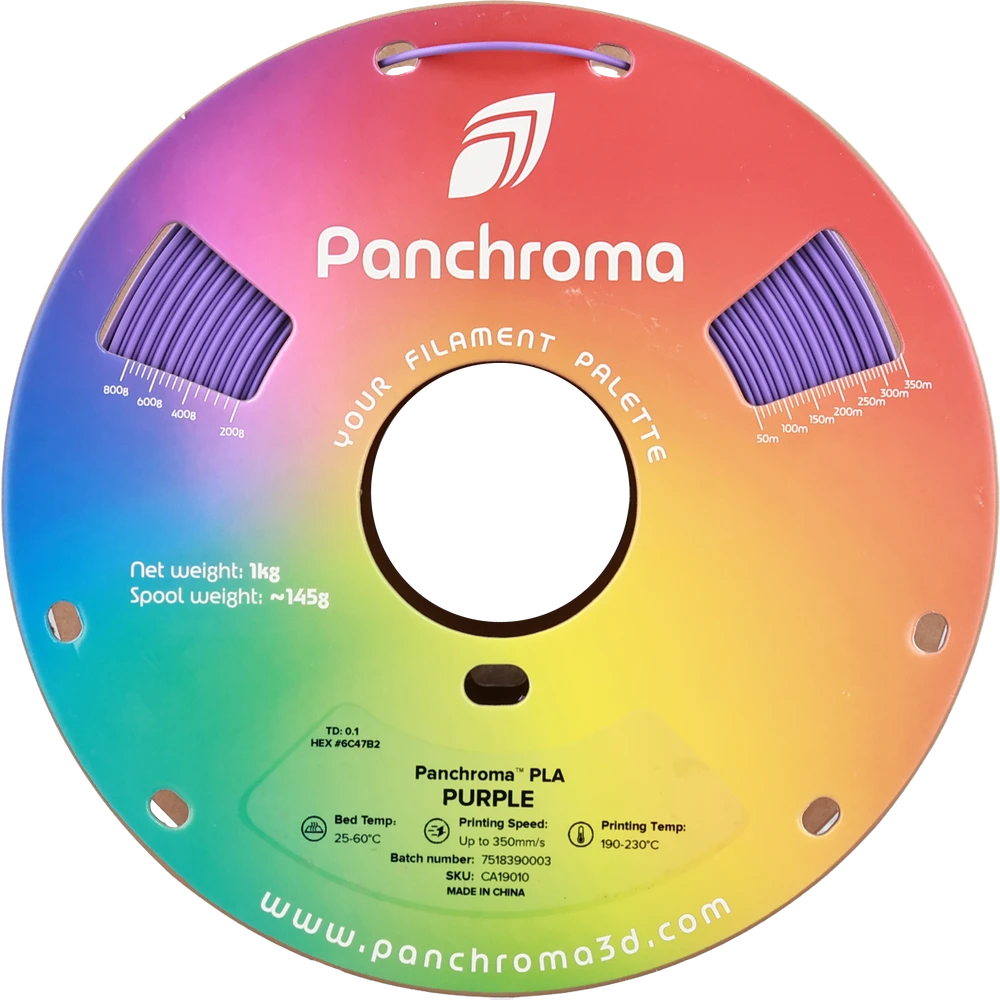 Polymaker Panchroma PLA violetinė ritė su technine informacija