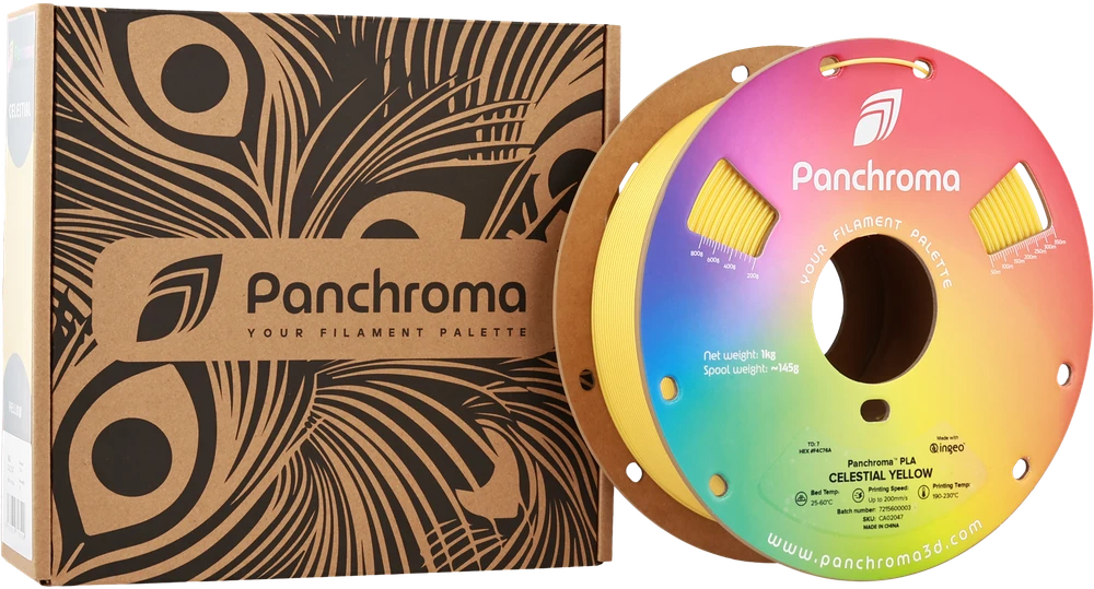 Polymaker Panchroma PLA Celestial Geltona ritė su pakuote