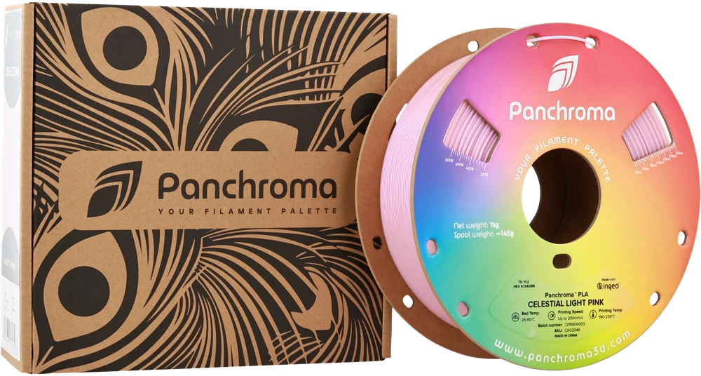 Polymaker Panchroma PLA rožinis siūlas ritėje su dėže