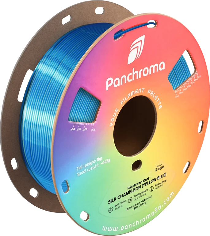 Polymaker Panchroma PLA DUAL SILK plastikas - Chameleon Geltona-Mėlyna