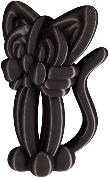 Juodo Silk PLA plastiko 3D figūrėlė katinėlis