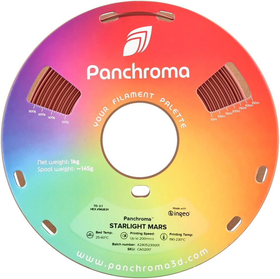 Polymaker Panchroma Starlight 3D siūlo ritė su matavimų skale