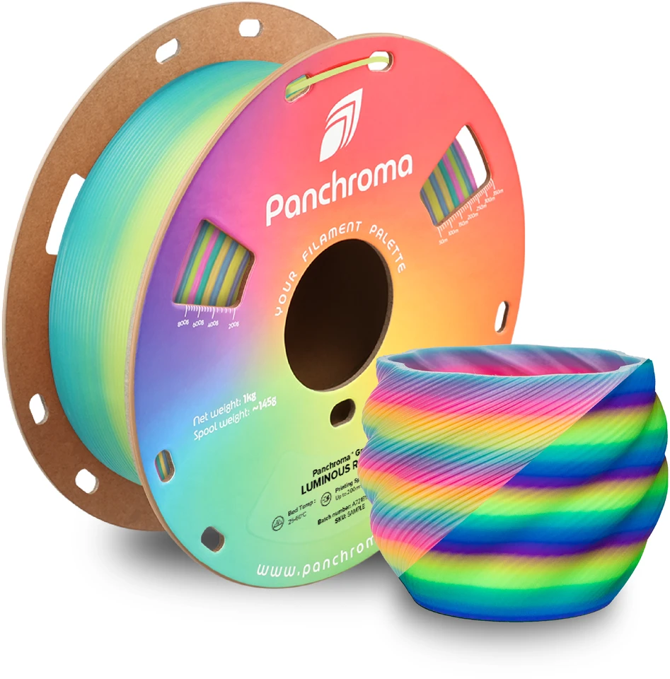 „Polymaker Panchroma PLA“ gradientiniai dažai „Rainbow“ 1,75 mm 1kg – „Luminous Rainbow“