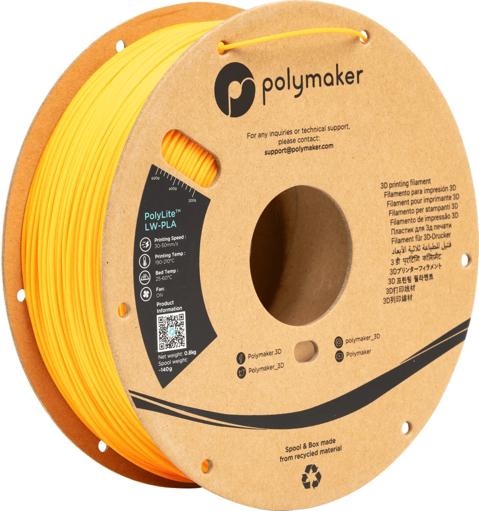 Polymaker PolyLite LW-PLA - 0.8kg - 1.75mm - Pilkas