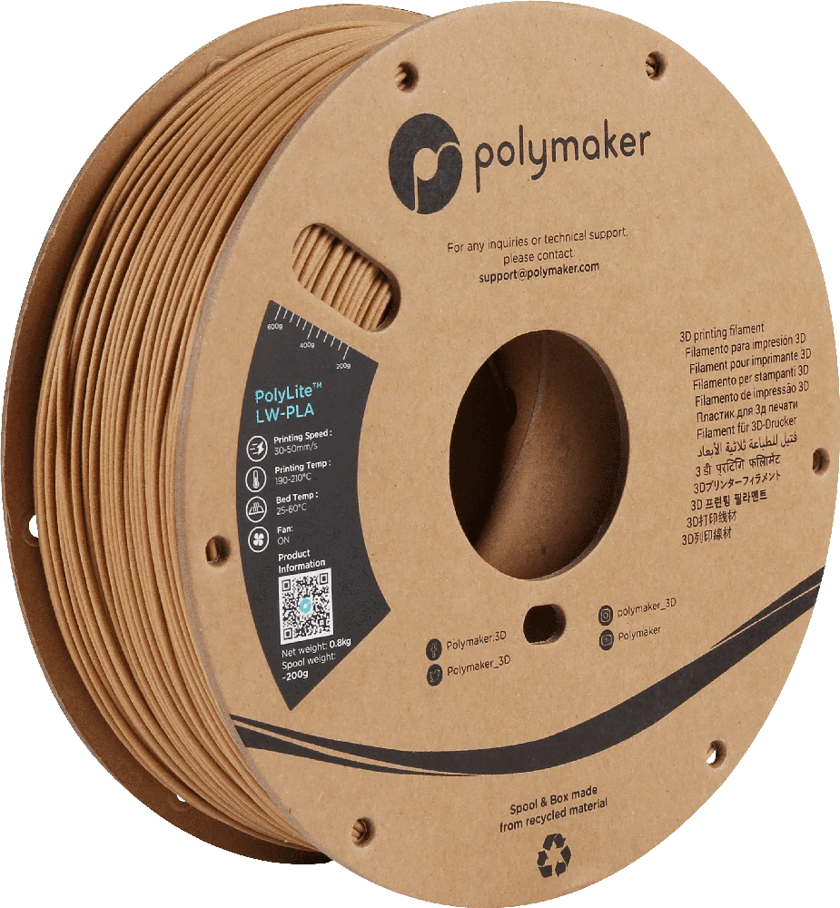 Polymaker PolyLite LW-PLA - 0.8kg - 1.75mm - Pilkas