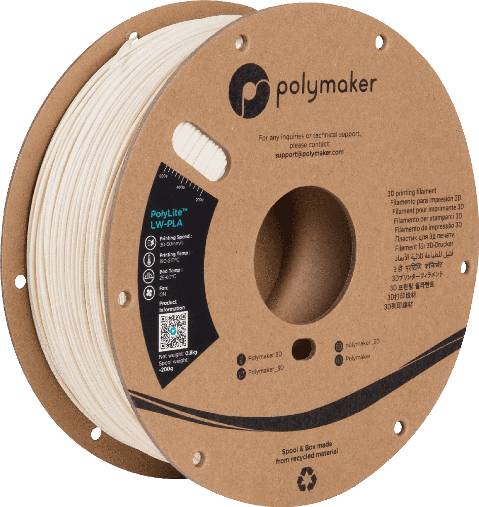 Polymaker PolyLite LW-PLA - 0.8kg - 1.75mm - Baltas