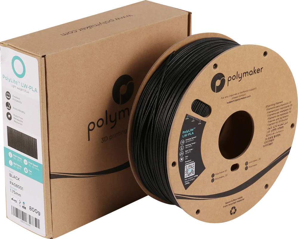 Polymaker PolyLite LW-PLA - 0.8kg - 1.75mm - Pilkas