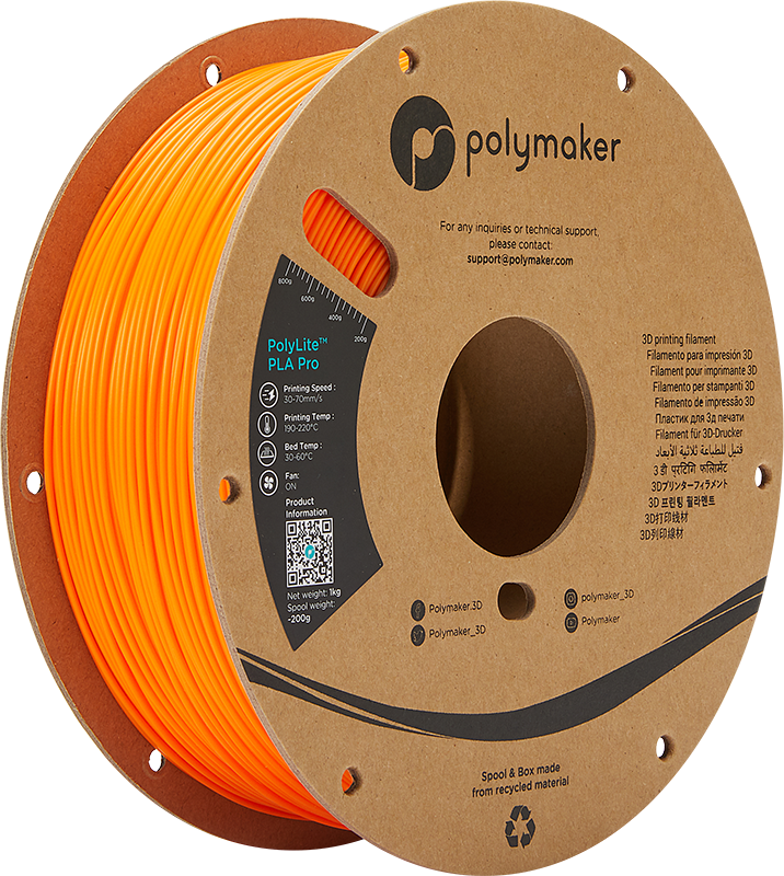 Polymaker PolyLite PLA PRO - 1kg - 1.75mm - Oranžinis