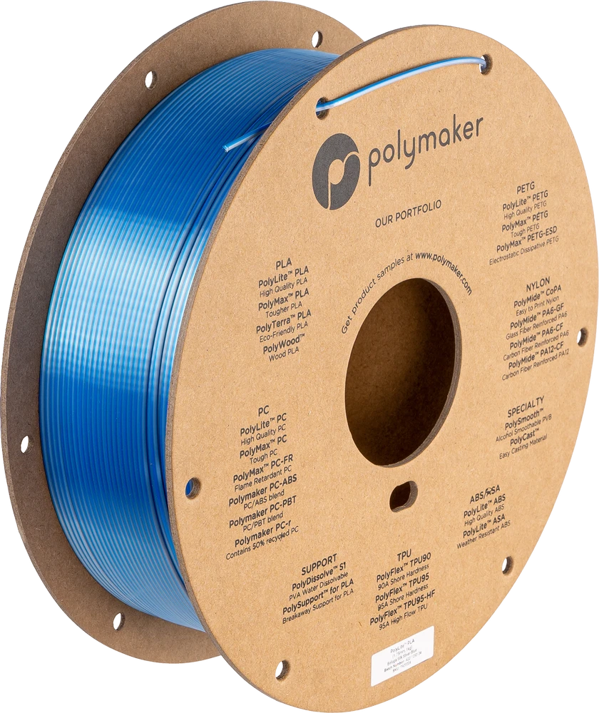 Polymaker PolyLite Silk PLA Dual Color - 1.75mm - 1kg - Beluga Sidabrinis-Mėlynas