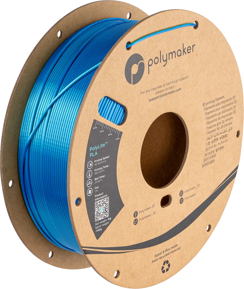 Polymaker PolyLite Silk PLA Dual Color - 1.75mm - 1kg - Caribbean Sea Mėlyna-Žalias