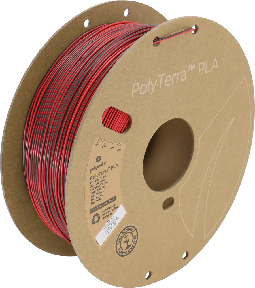 Polymaker PolyTerra PLA raudona 3D siūlo ritė