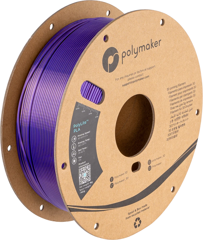 Polymaker PolyLite Silk PLA Dual Color - 1.75mm - 1kg - Sovereign Auksinis-Violetinis