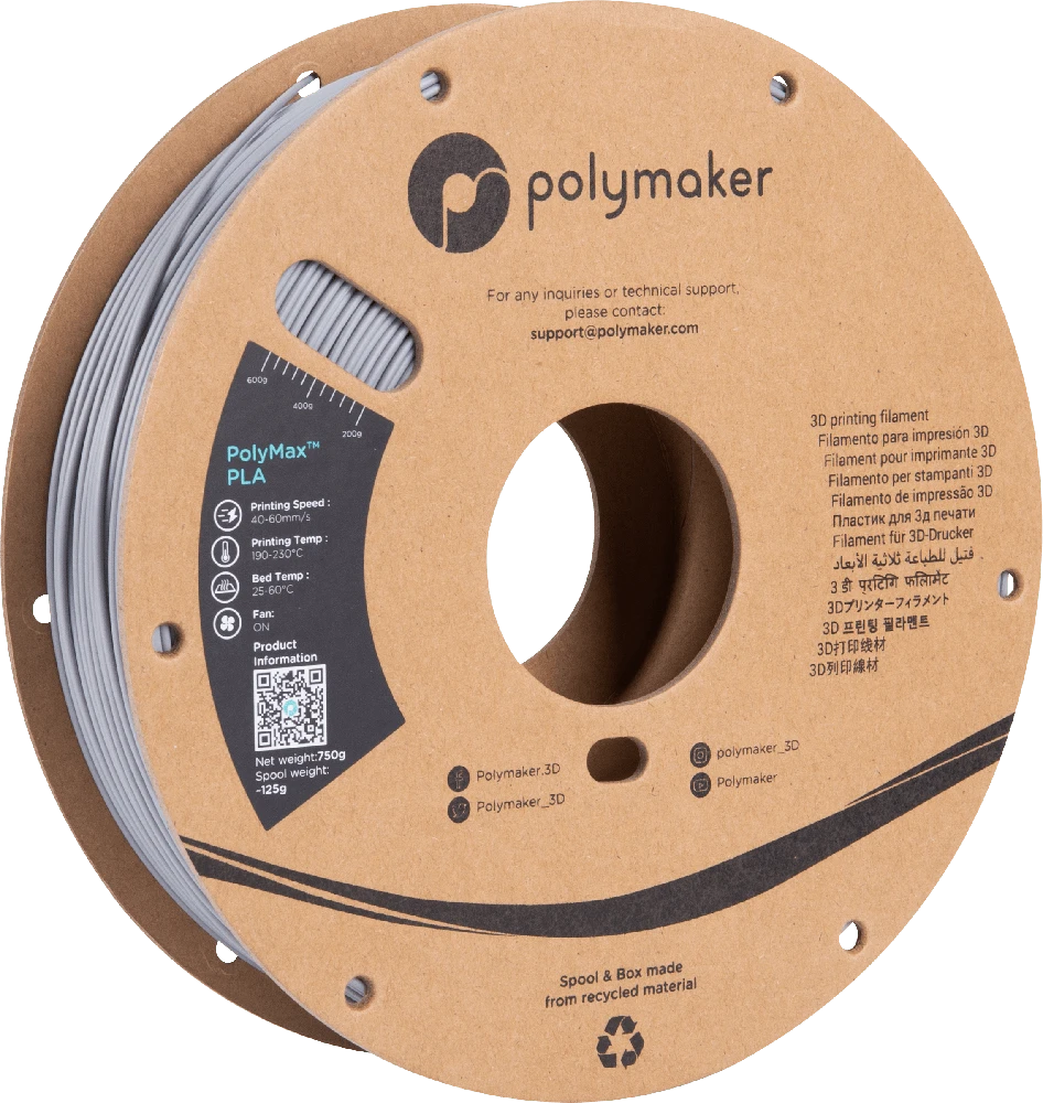 Polymaker Polimaker PolyMax Tough PLA plastikas 0.75kg 2.85mm - Pilkas