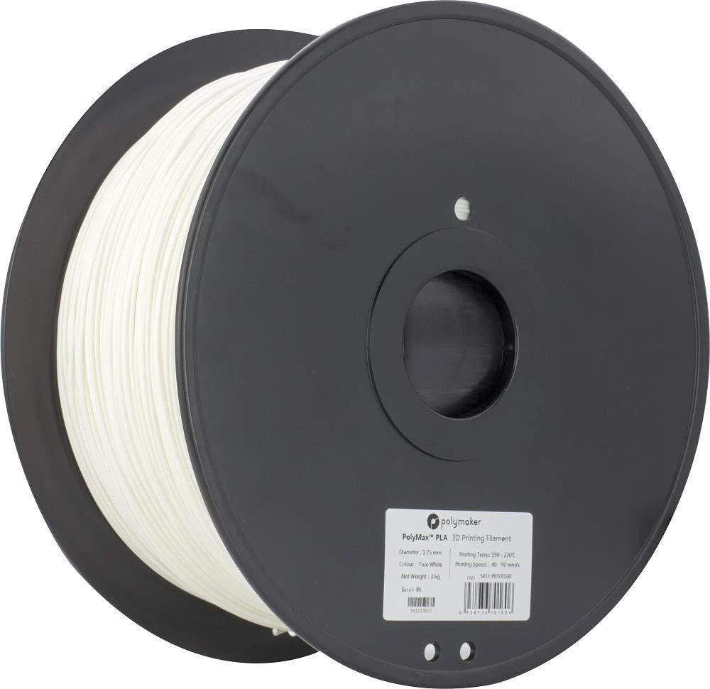 Polymaker PolyMax Tough PLA plastikas 0.75kg 2.85mm - Baltas