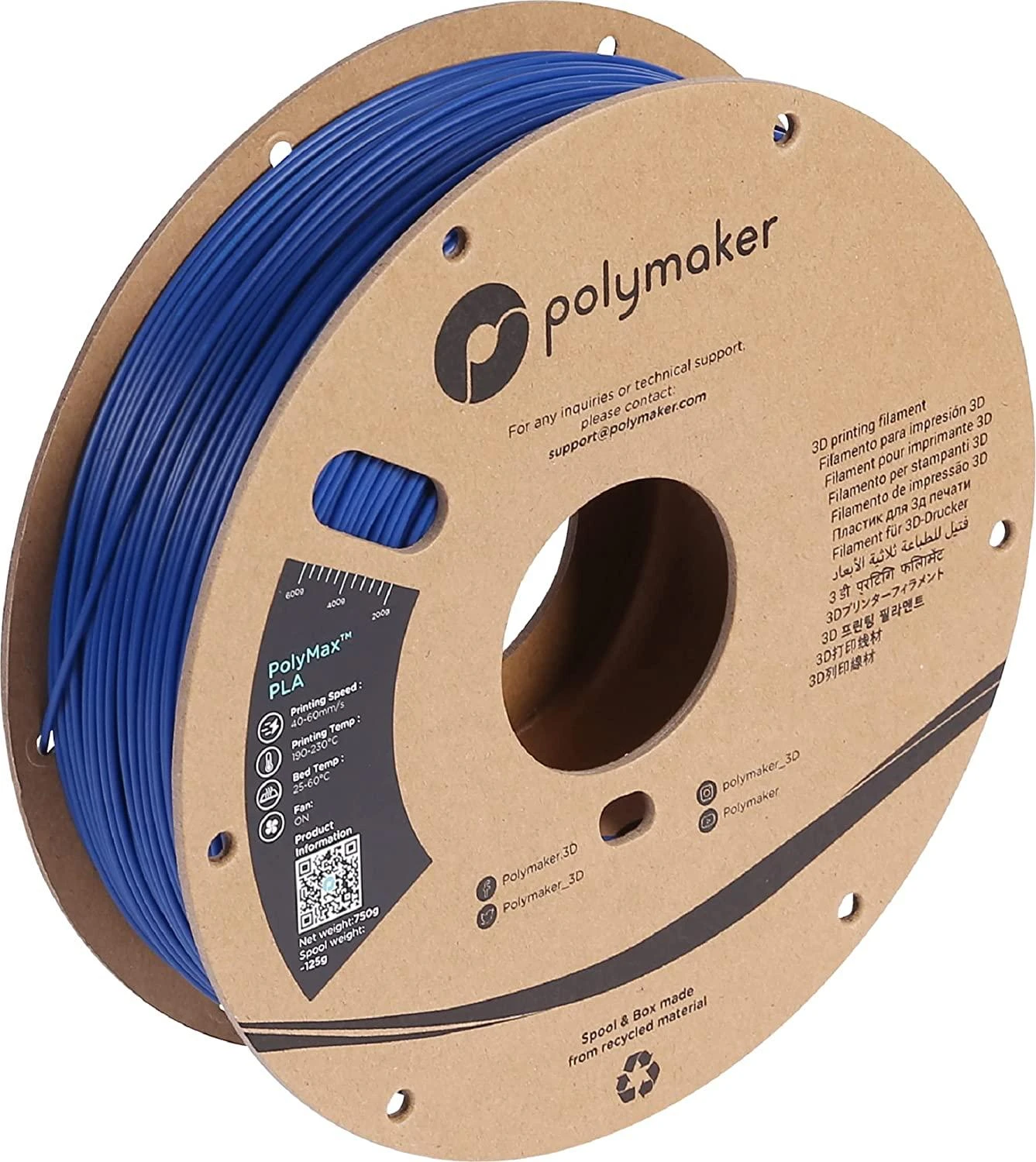Polymaker PolyMax Tough PLA plastikas 0.75kg 2.85mm - Baltas