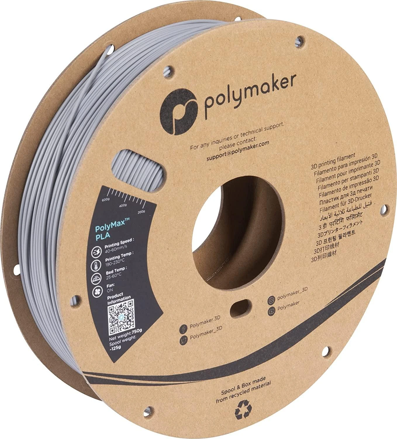 PolyMax Tough PLA baltas 2.85mm siūlas ant ritės