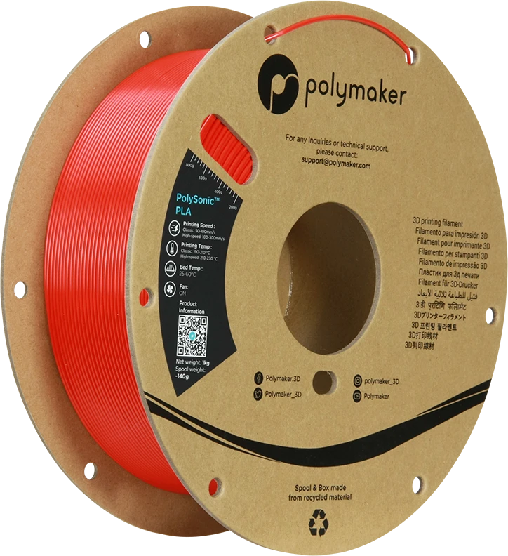 Polymaker PolySonic didelio greičio PLA 1,75 mm 1kg - Baltas