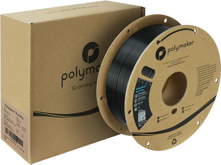 Polymaker PolySonic PLA PRO plastiko ritė ir pakuotė