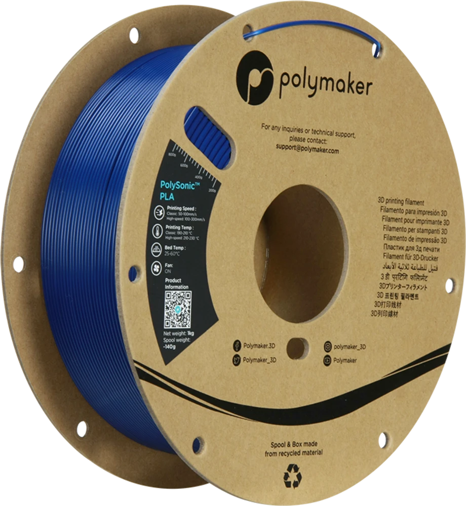 Polymaker PolySonic High Speed PLA PRO plastikas 1kg 1.75mm - Pilkas