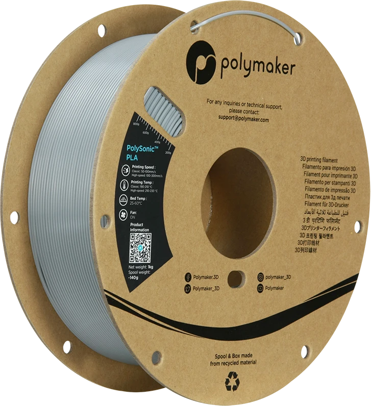 Polymaker PolySonic didelio greičio PLA 1,75 mm 1kg - Baltas