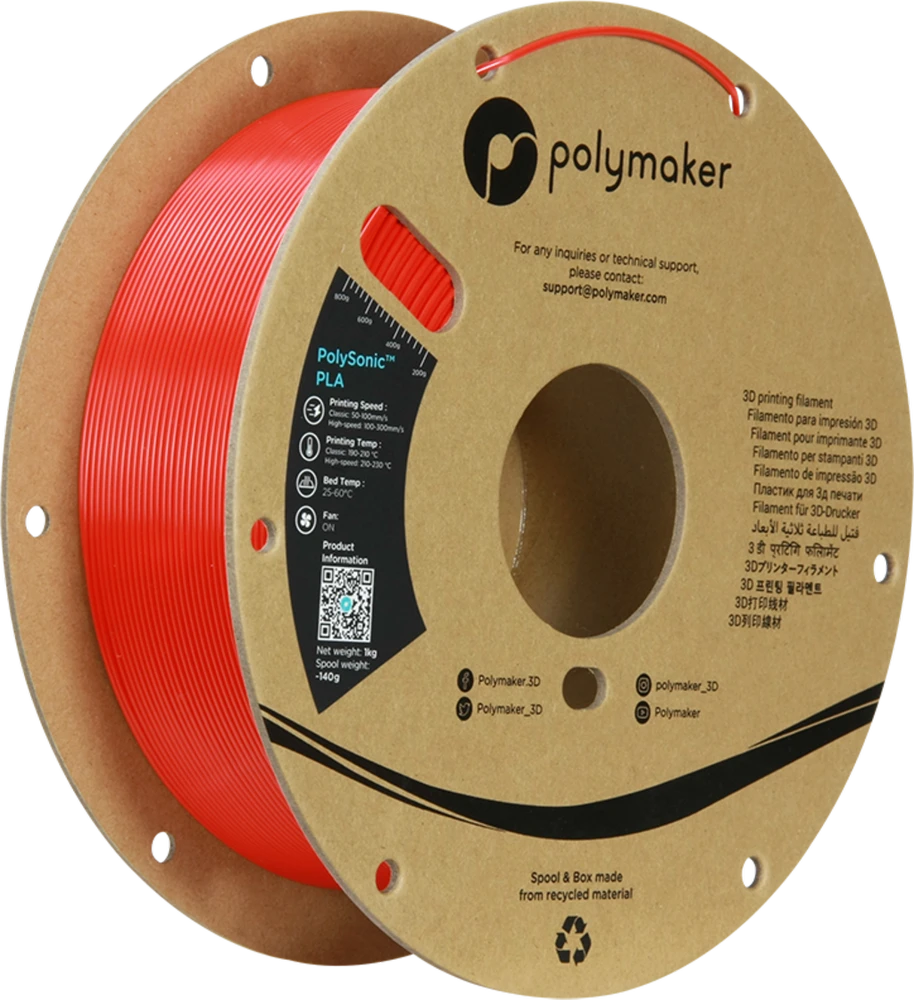 Polymaker PolySonic High Speed PLA PRO plastikas 1kg 1.75mm - Pilkas
