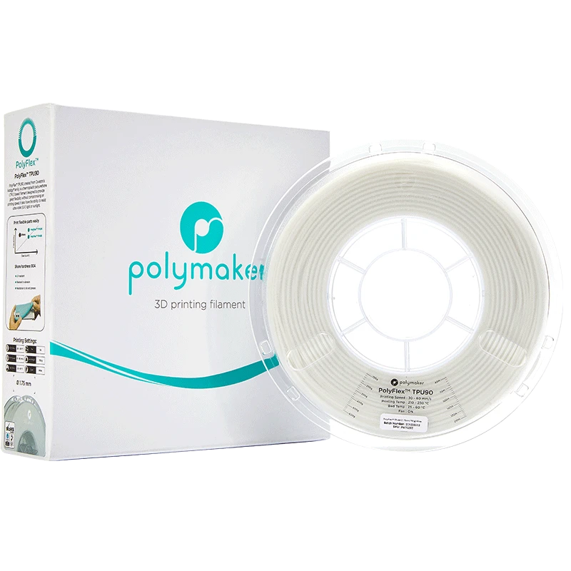 Polymaker PolyFlex TPU-90A balto siūlo ritė su pakuote